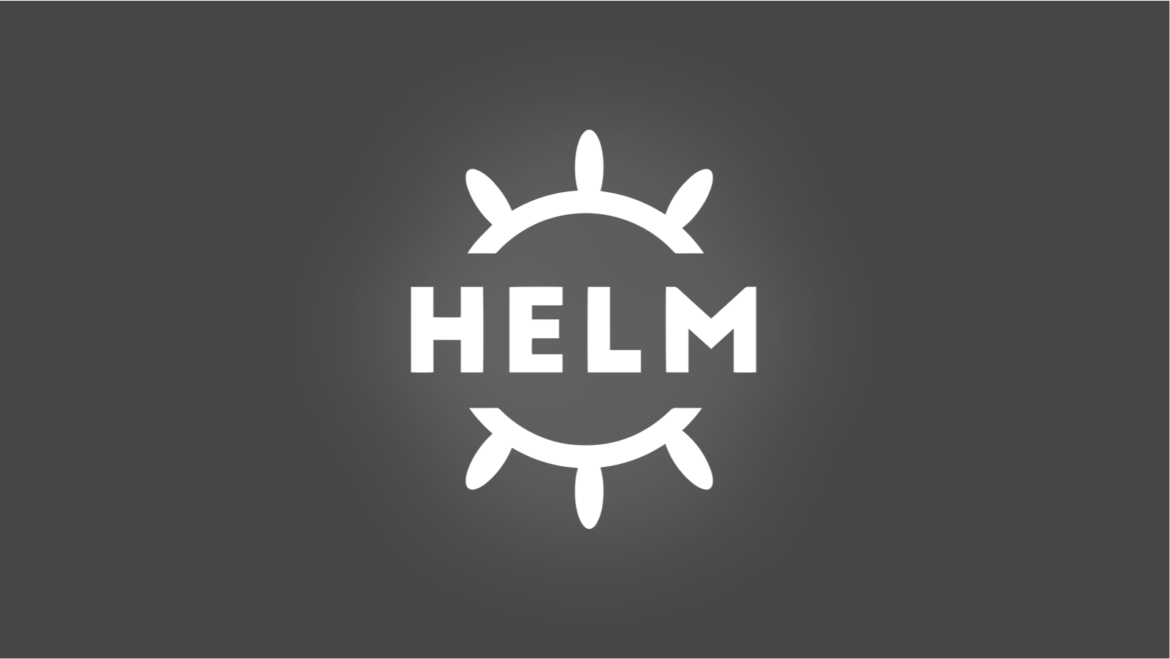 Gray gradient background with the Helm logo on top