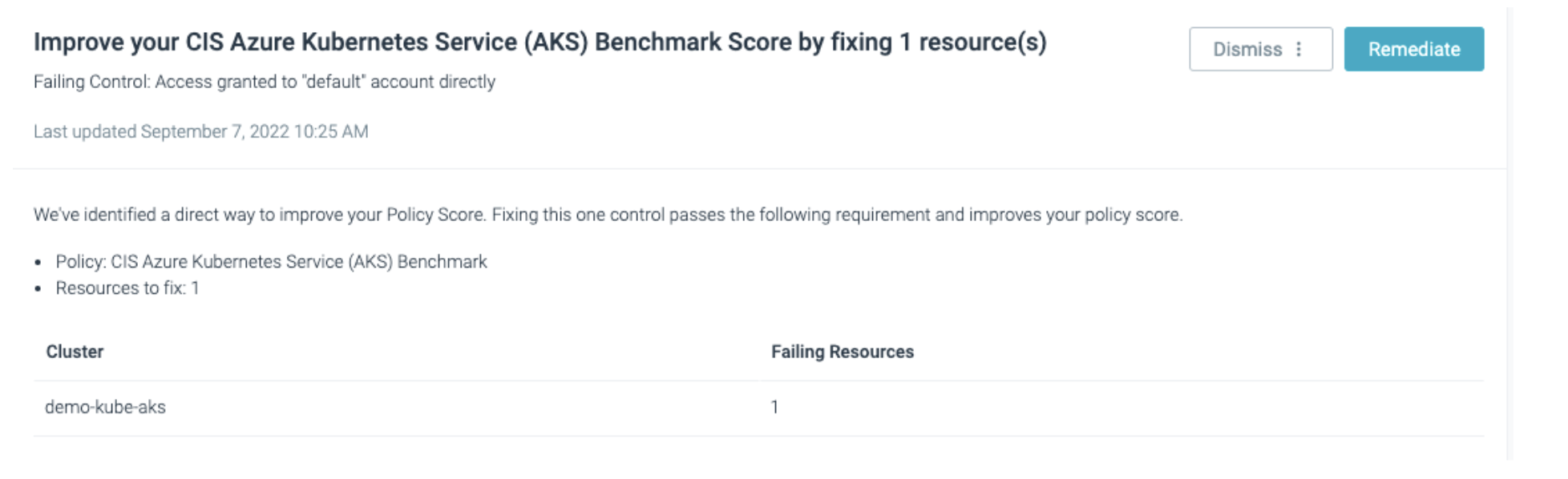 Screenshot showing the easiest way to improve a specific policy score.