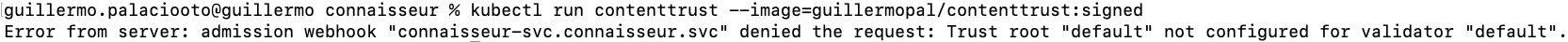 trust root default not configured for validator error connaisseur deploy image container