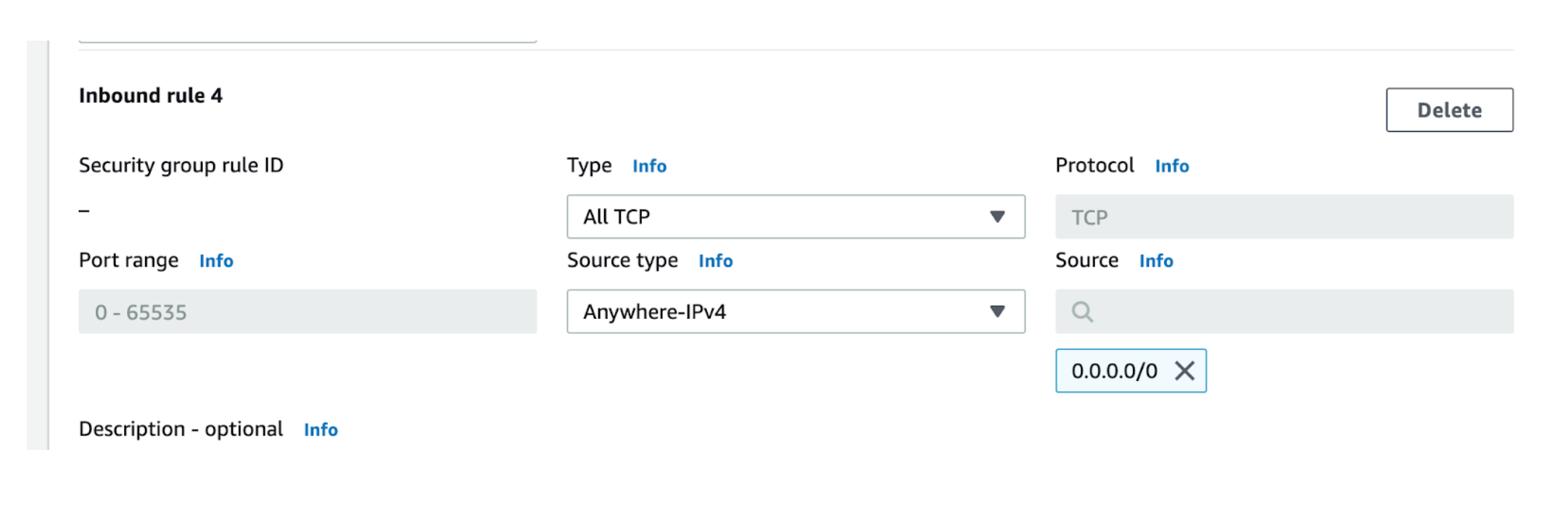 AWS Console Security Group