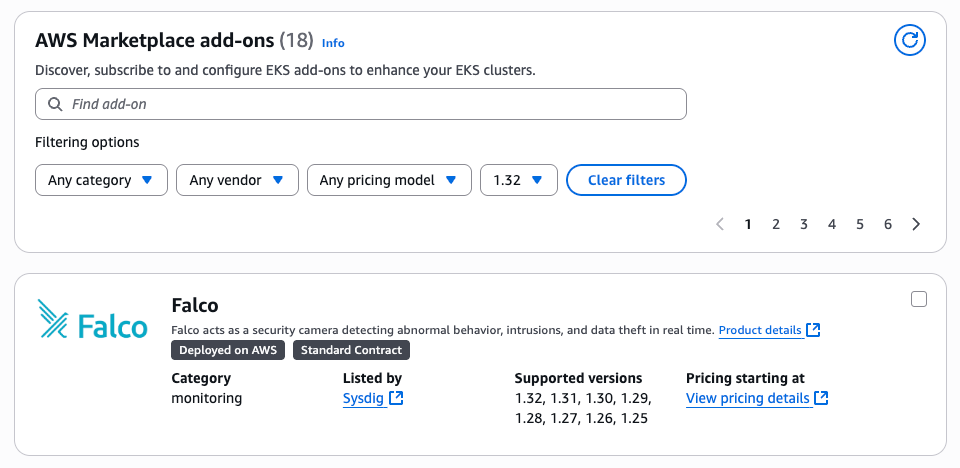 Falco EKS add-on AWS Marketplace