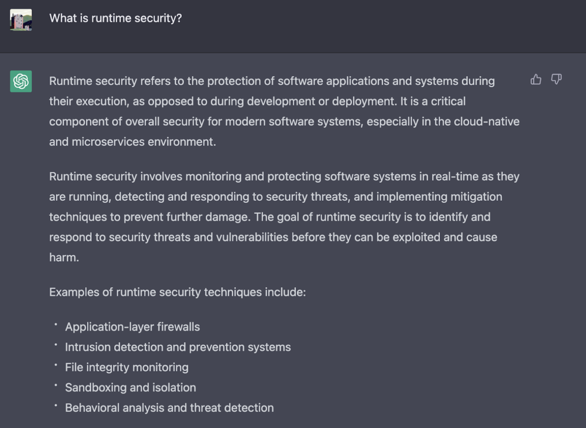 ChatGPT: What is runtime security?
