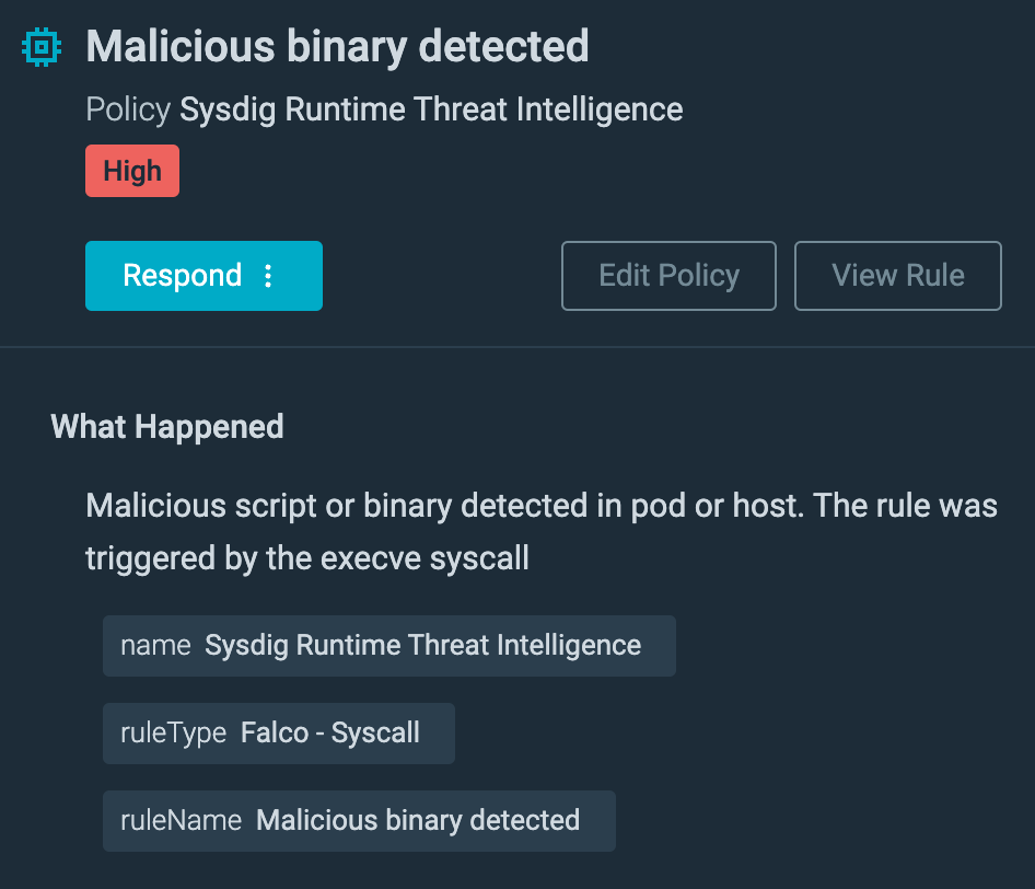 Malicious binary detected