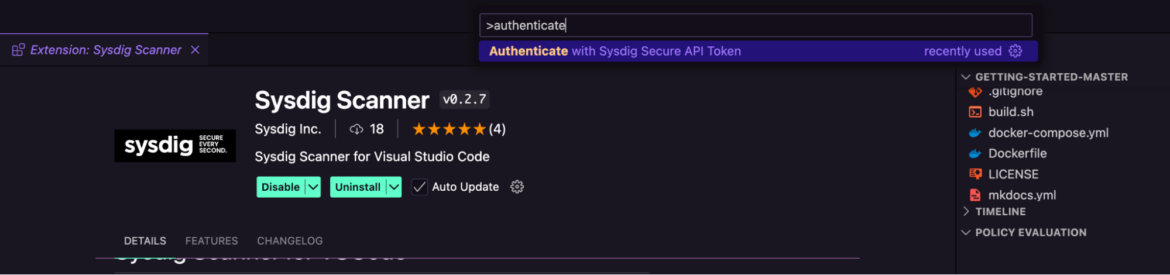 Sysdig Scanner for VScode