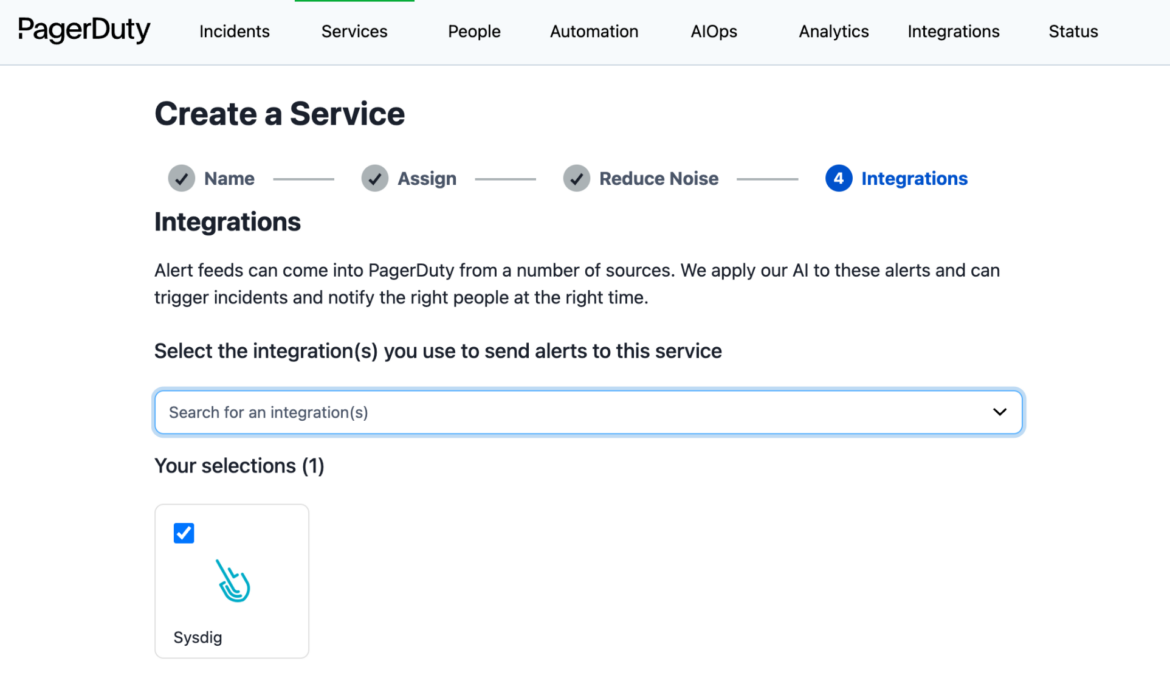 Sysdig and Pagerduty