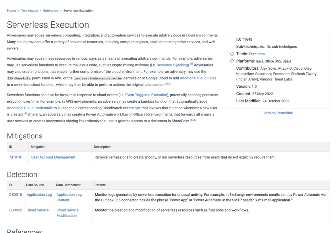 MITRE ATT&CK Serverless Execution Documentation