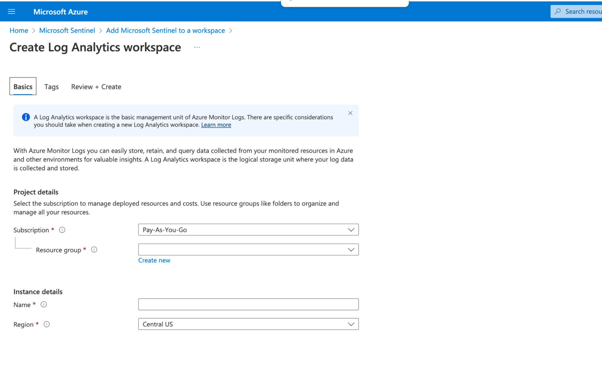 Azure Log Analytics Workspace