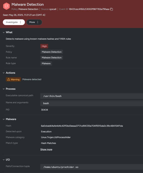 malware detection sysdig