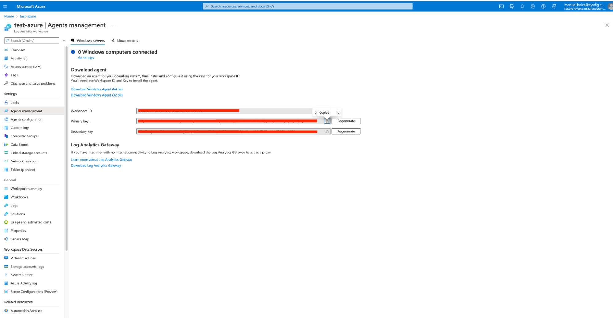 Azure Workspace & Agents management