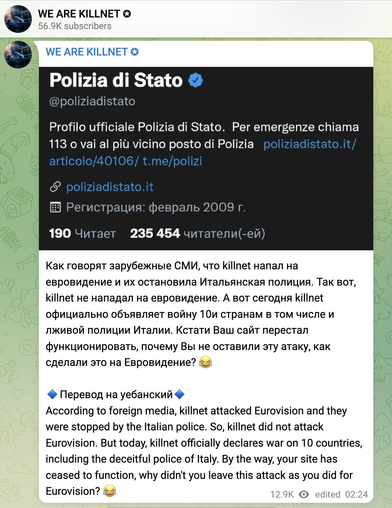 Killnet italian police 