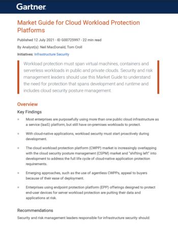 2021 Gartner Market Guide for Cloud Workload Protection Platforms (CWPP)
