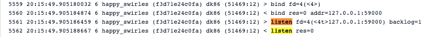 The dk86 malware listens to the 59000 port